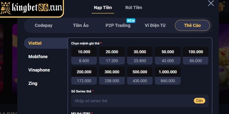 Giao dịch tiện lợi qua thẻ cào